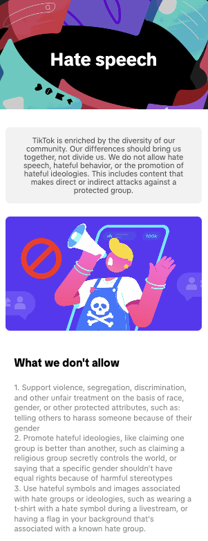 TikTok Guidelines: Hate Speech and Hateful Behavior