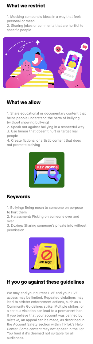TikTok Guidelines: Harassment and Bullying